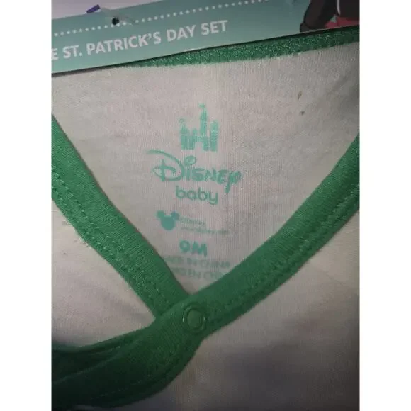 Disney Mickey Mouse Baby 2 piece St Patrick’s Day Outfit Unisex SZ 9 Months 6244 - Picture 4 of 6